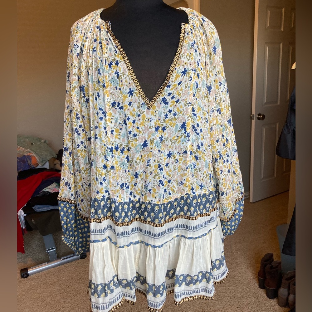 Free People Floral Bohemian long sleeve Women's Top, size medium